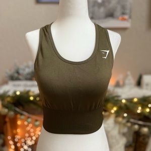Gymshark energy seamless crop sports bra in olive green